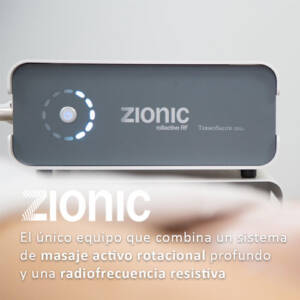 El primer equipo que combina un sistema de masaje activo rotacional profundo y una radiofrecuencia resistiva. Zionic El primer equipo que combina un sistema de masaje activo rotacional profundo y una radiofrecuencia resistiva.