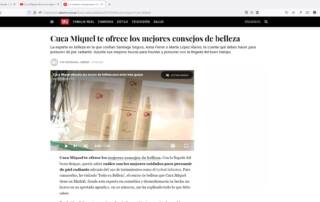 Cuca Miquel entrevistada por la Revista Diez Minutos en Todo en Belleza